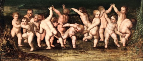 Jeux de Putti - École Flamand fin du XVIe siècle - Romano Ischia